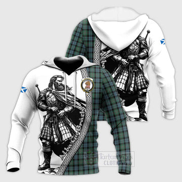 Melville Tartan Clan Crest Knitted Hoodie with Highlander Warrior Celtic Style Unisex Knitted Pullover Hoodie - Tartan Vibes Clothing