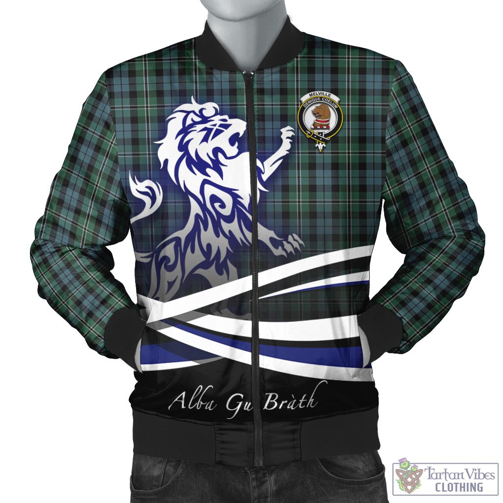 Melville Tartan Bomber Jacket with Alba Gu Brath Regal Lion Emblem Unisex - Tartan Vibes Clothing