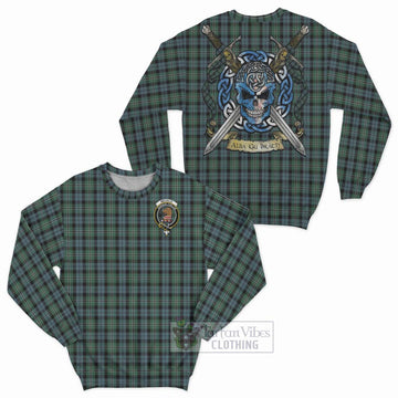 Melville Tartan Sweatshirt with Family Crest Celtic Skull Style Unisex - Tartan Vibes Clothing