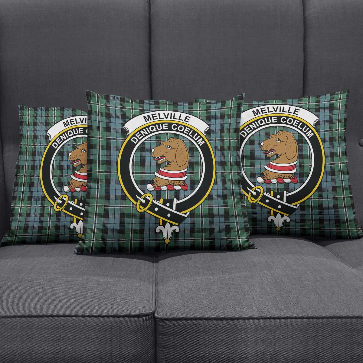 Melville Tartan Pillow Cover with Family Crest Rectangle Pillow Cover 51*91cm - Tartan Vibes Clothing
