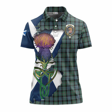 Melville Tartan Family Crest Women's Polo Shirt Scottish Thistle Celtic Inspired Women - Tartan Vibes Clothing