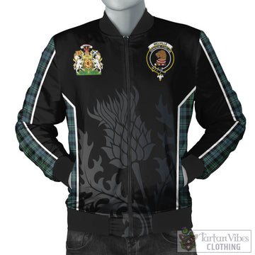 Melville Tartan Bomber Jacket with Family Crest and Scottish Thistle Vibes Sport Style