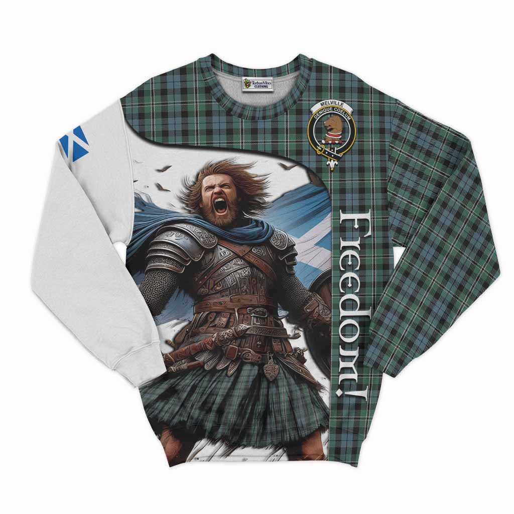 Melville Crest Tartan Sweatshirt Inspired by the Freedom of Scottish Warrior Unisex - Tartan Vibes Clothing