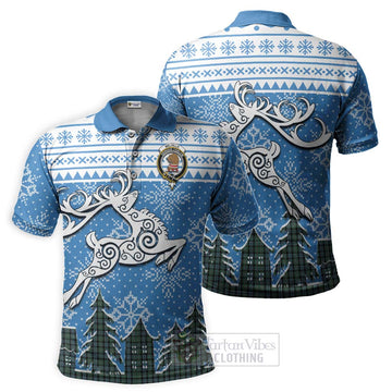 Tartan Vibes Clothing Melville Clan Christmas Polo Shirt Celtic Reindeer Style