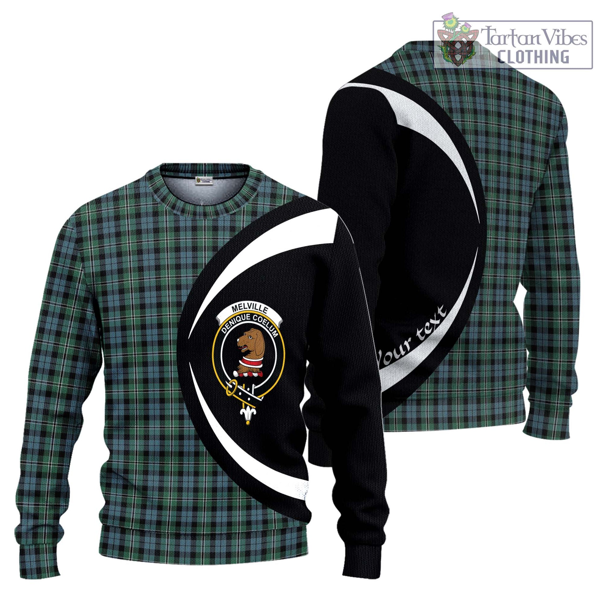 Melville Tartan Ugly Sweater with Family Crest Circle Style Unisex - Tartan Vibes Clothing