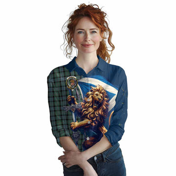 Melville Tartan Family Crest Women's Casual Shirt with Scottish Majestic Lion Female - Tartan Vibes Clothing