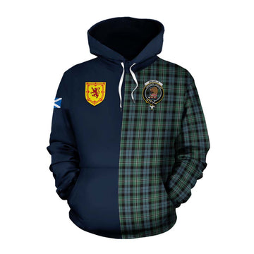 Melville Tartan Cotton Hoodie Alba with Scottish Lion Royal Arm Half Style Pullover Hoodie XS - Tartan Vibes Clothing