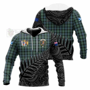 Melville Crest Tartan Knitted Hoodie with New Zealand Silver Fern Half Style Unisex Knitted Pullover Hoodie - Tartan Vibes Clothing