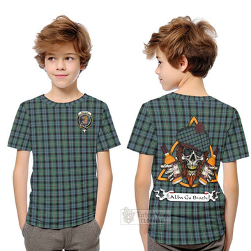 Melville Tartan Kid T-Shirt with Family Crest and Bearded Skull Holding Bottles of Whiskey Youth XL Size14 - Tartan Vibes Clothing