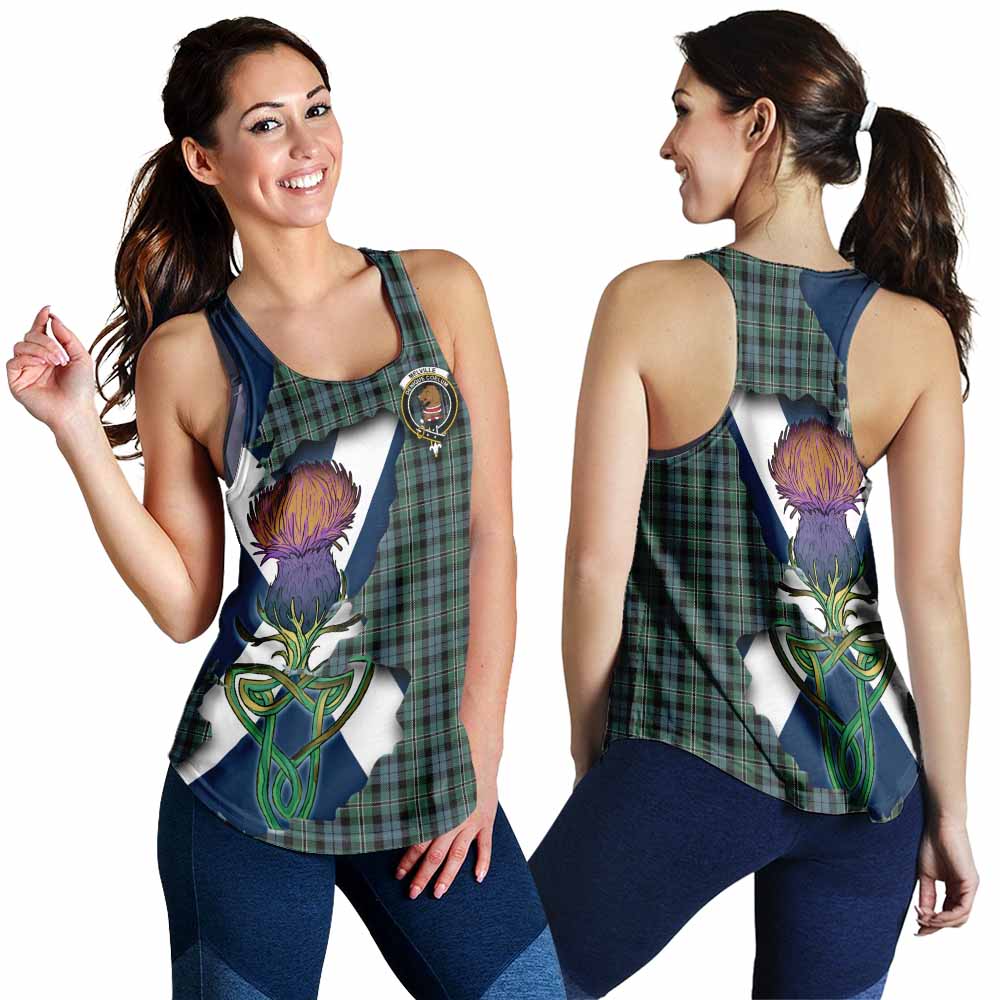 Melville Tartan Family Crest Women's Racerback Tanks Scottish Thistle Celtic Inspired 4XL - Tartan Vibes Clothing