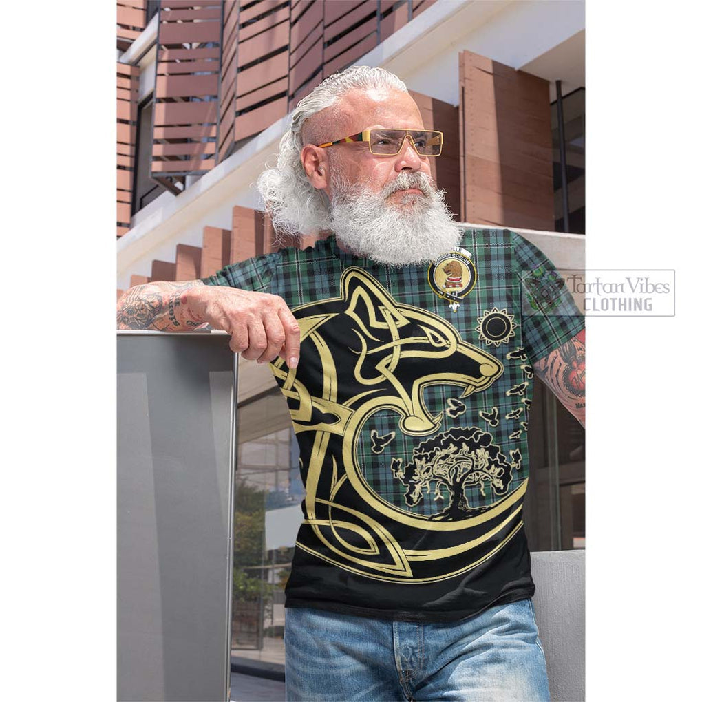 Tartan Vibes Clothing Melville Tartan Cotton T-shirt with Family Crest Celtic Wolf Style