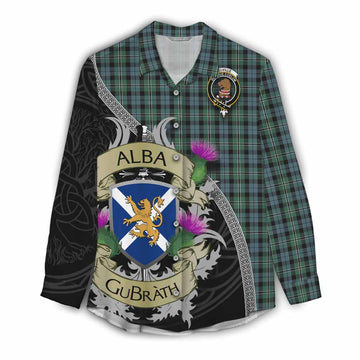 Melville Tartan Family Crest Women's Casual Shirt Lion Rampant Royal Thistle Shield Celtic Inspired Female - Tartan Vibes Clothing