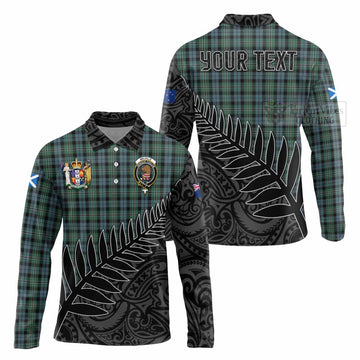 Melville Crest Tartan Long Sleeve Polo Shirt with New Zealand Silver Fern Half Style Unisex - Tartan Vibes Clothing