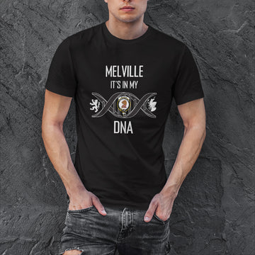 Melville Family Crest DNA In Me Mens Cotton T Shirt
