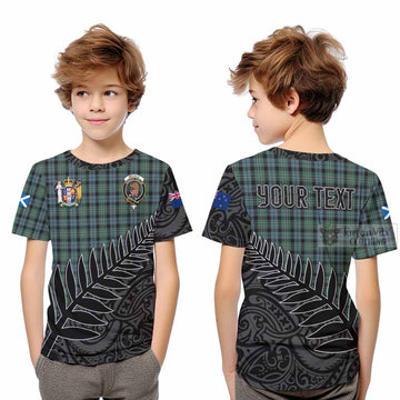Melville Crest Tartan Kid T-Shirt with New Zealand Silver Fern Half Style Youth XL Size14 - Tartan Vibes Clothing