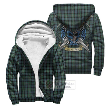 Melville Tartan Sherpa Hoodie with Family Crest Celtic Skull Style Unisex S - Tartan Vibes Clothing