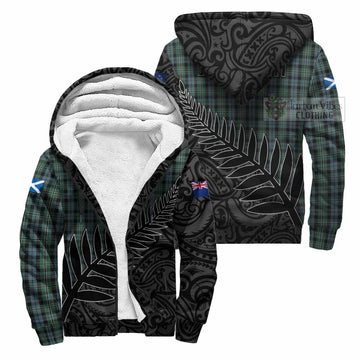 Melville Crest Tartan Sherpa Hoodie with New Zealand Silver Fern Half Style Unisex S - Tartan Vibes Clothing