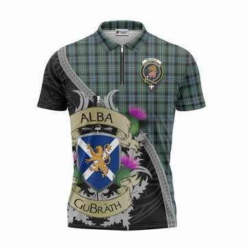 Melville Tartan Family Crest Zipper Polo Shirt Lion Rampant Royal Thistle Shield Celtic Inspired Unisex - Tartan Vibes Clothing