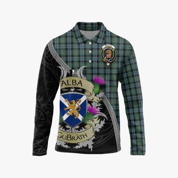 Melville Tartan Family Crest Long Sleeve Polo Shirt Lion Rampant Royal Thistle Shield Celtic Inspired Unisex - Tartan Vibes Clothing