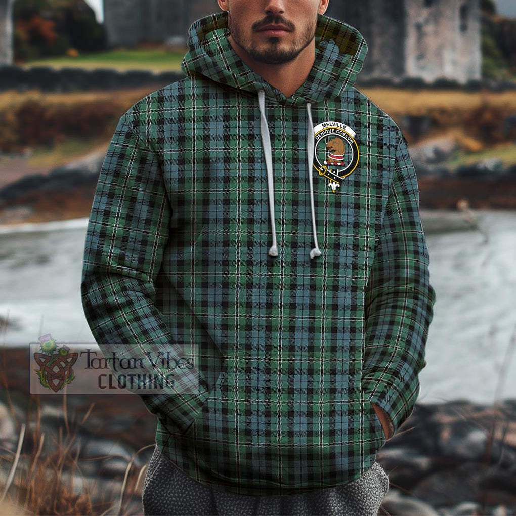 Melville Tartan Cotton Hoodie with Family Crest Zip Hoodie - Tartan Vibes Clothing