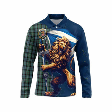 Melville Tartan Family Crest Long Sleeve Polo Shirt with Scottish Majestic Lion Unisex - Tartan Vibes Clothing