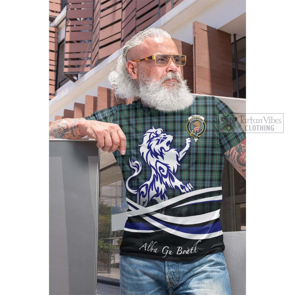 Tartan Vibes Clothing Melville Tartan Cotton T-shirt with Alba Gu Brath Regal Lion Emblem