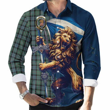 Melville Tartan Family Crest Long Sleeve Button Shirt with Scottish Majestic Lion Men's Shirt S - Tartan Vibes Clothing