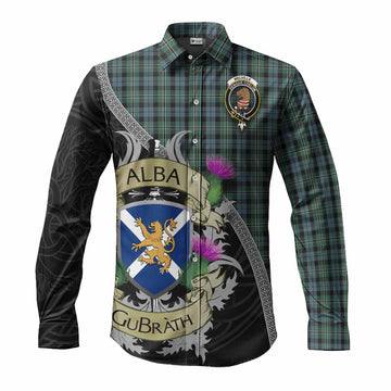 Melville Tartan Family Crest Long Sleeve Button Shirt Lion Rampant Royal Thistle Shield Celtic Inspired Men's Shirt S - Tartan Vibes Clothing