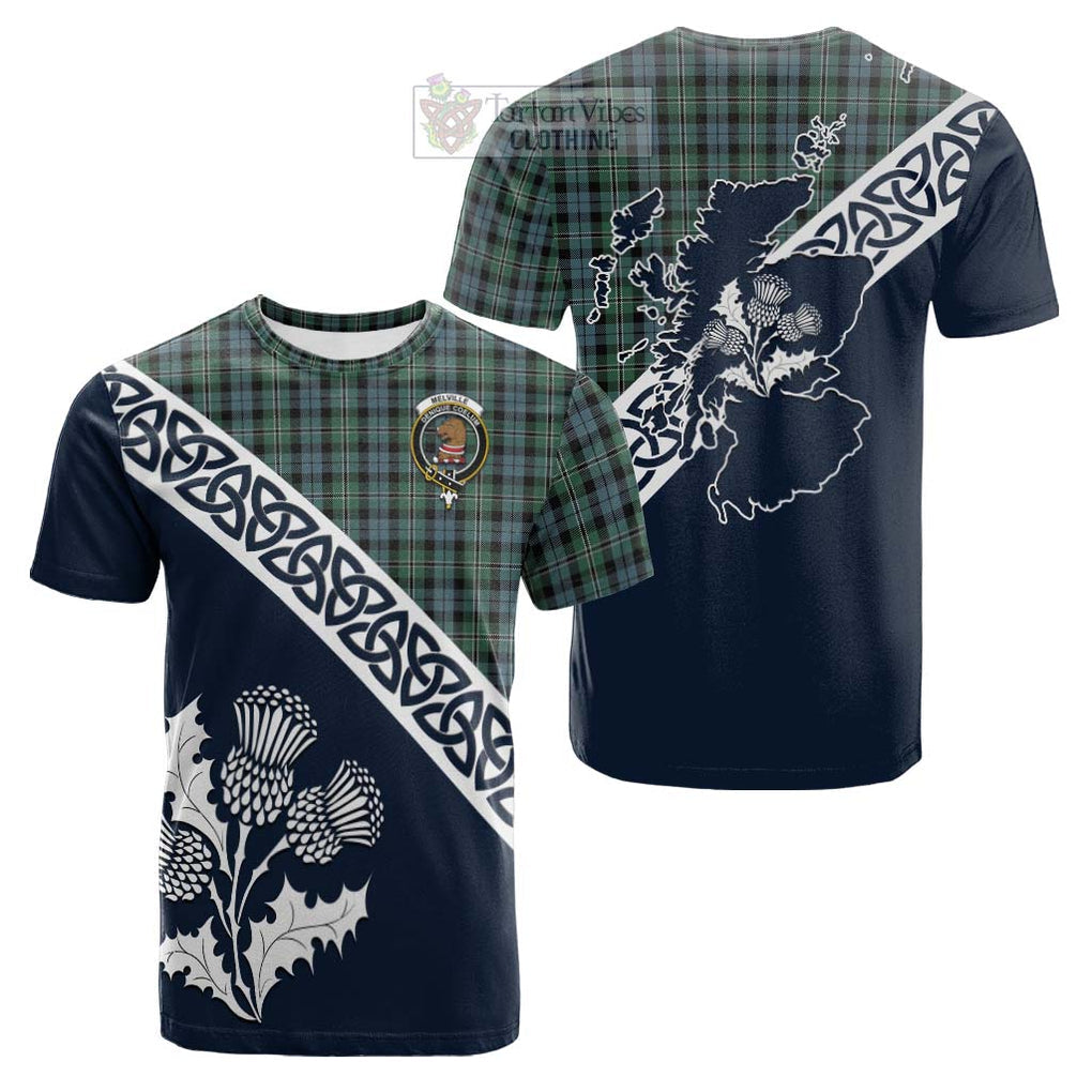Melville Tartan Cotton T-shirt Featuring Thistle and Scotland Map Kid's Shirt - Tartan Vibes Clothing