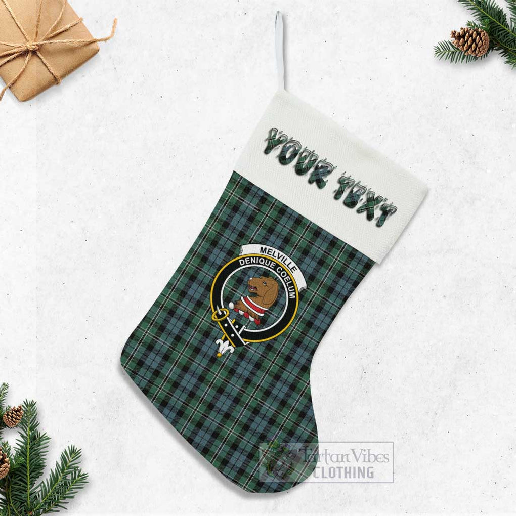 Melville Tartan Family Crest Christmas Stocking with Personalized Text - Tartan Vibes Clothing