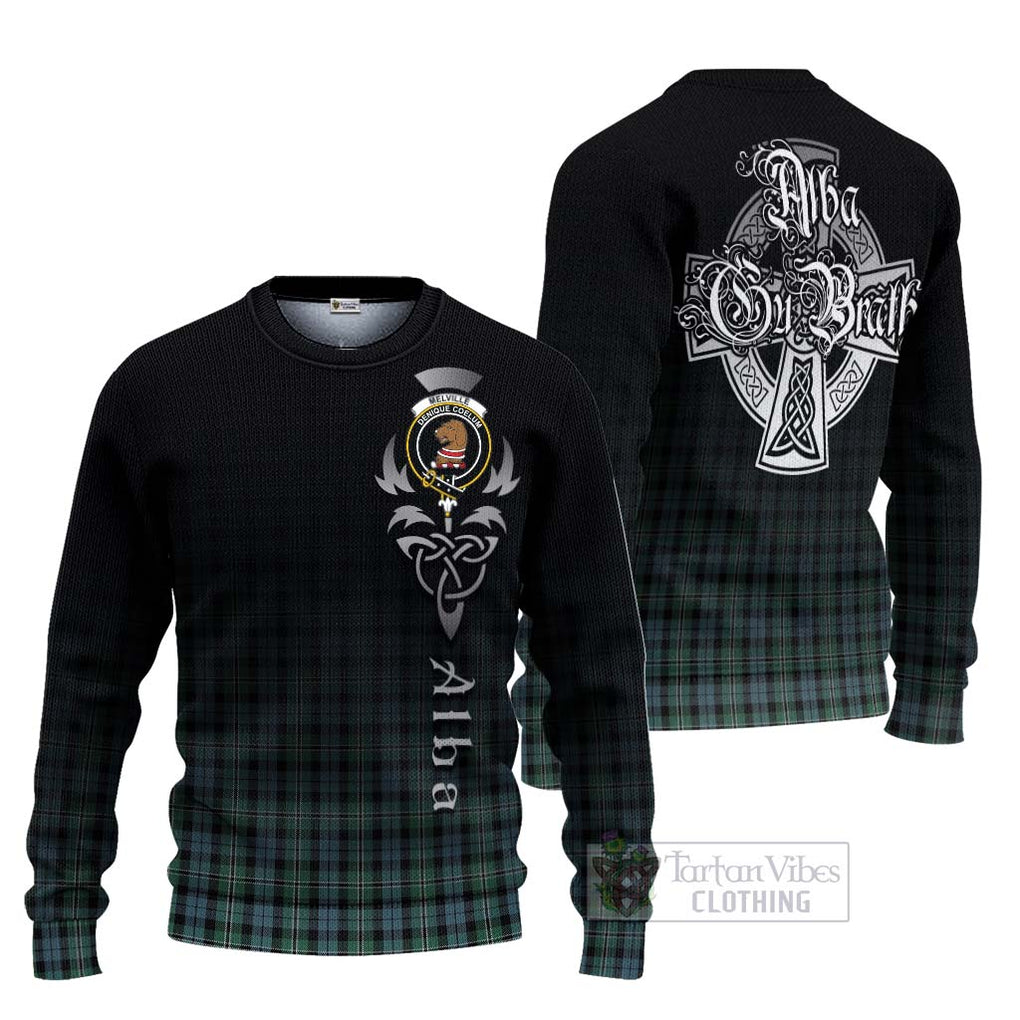 Melville Tartan Ugly Sweater Featuring Alba Gu Brath Family Crest Celtic Inspired Unisex - Tartan Vibes Clothing