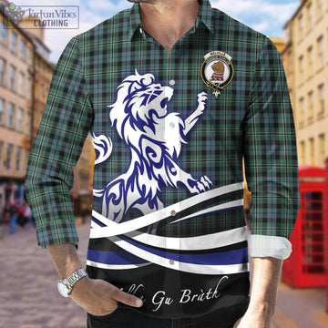 Melville Tartan Long Sleeve Button Up Shirt with Alba Gu Brath Regal Lion Emblem
