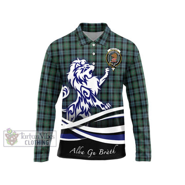 Melville Tartan Long Sleeve Polo Shirt with Alba Gu Brath Regal Lion Emblem Unisex - Tartan Vibes Clothing