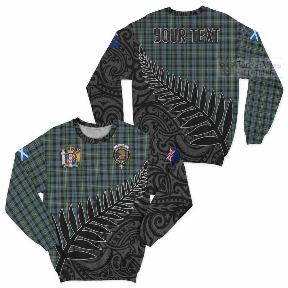 Melville Crest Tartan Sweatshirt with New Zealand Silver Fern Half Style Unisex - Tartan Vibes Clothing
