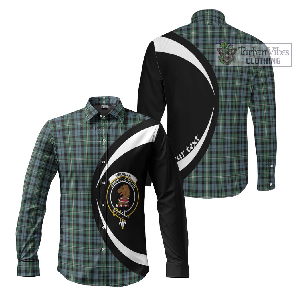 Melville Tartan Long Sleeve Button Up with Family Crest Circle Style Men's Shirt S - Tartan Vibes Clothing