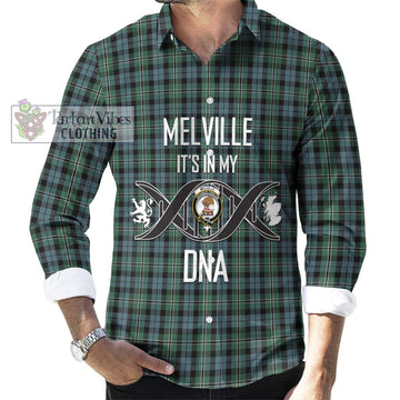 Melville Tartan Long Sleeve Button Shirt with Family Crest DNA In Me Style Men's Shirt S - Tartanvibesclothing Shop