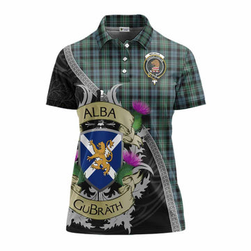 Melville Tartan Family Crest Women's Polo Shirt Lion Rampant Royal Thistle Shield Celtic Inspired Women - Tartan Vibes Clothing