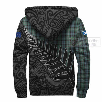Melville Crest Tartan Sherpa Hoodie with New Zealand Silver Fern Half Style - Tartan Vibes Clothing