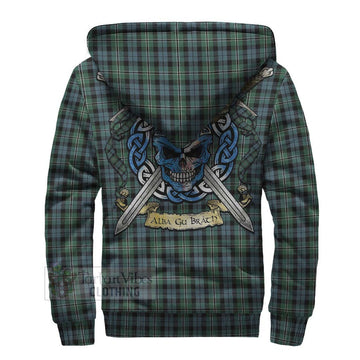 Melville Tartan Sherpa Hoodie with Family Crest Celtic Skull Style - Tartan Vibes Clothing