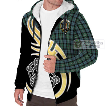 Melville Tartan Sherpa Hoodie with Family Crest and Celtic Symbol Style - Tartan Vibes Clothing
