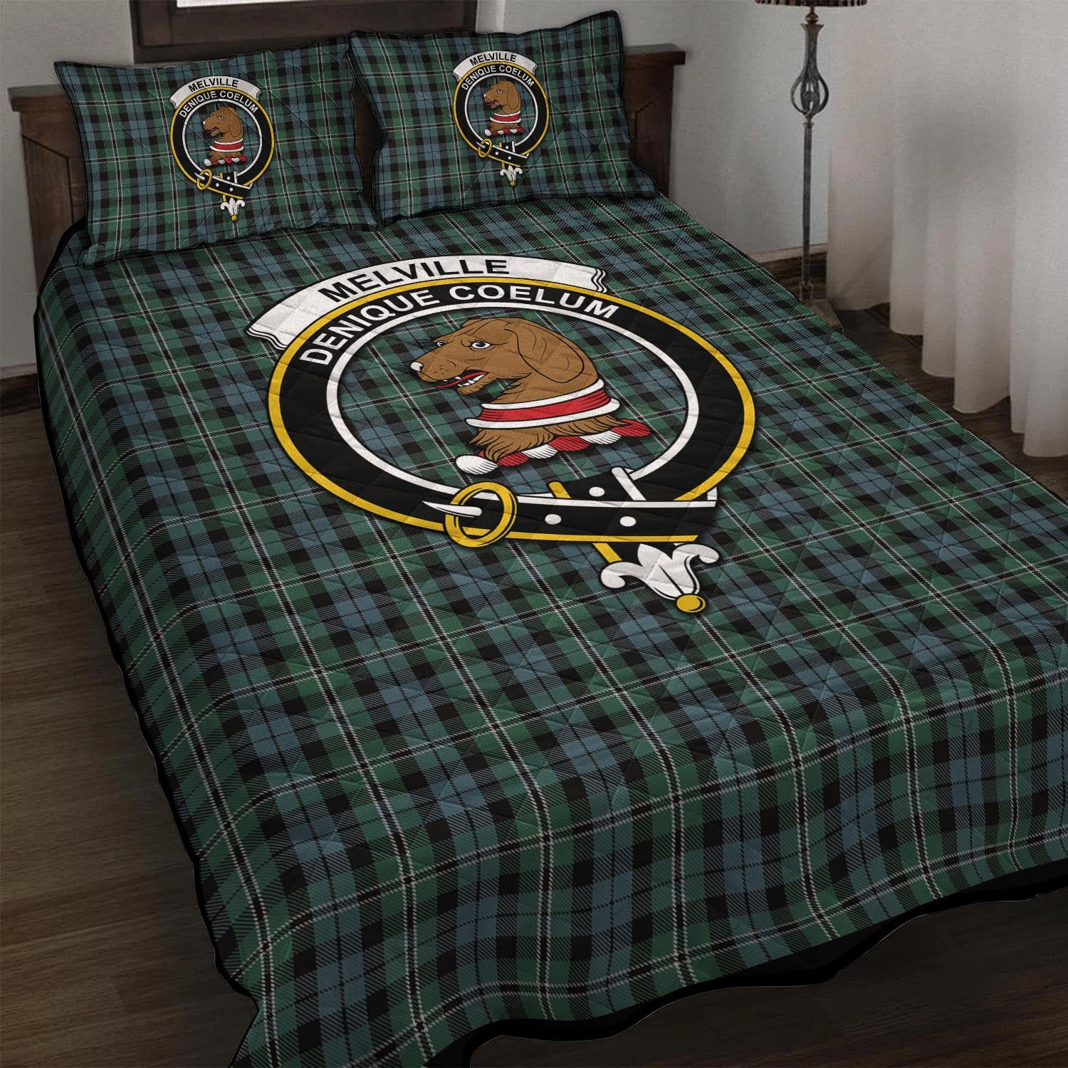 Melville Tartan Quilt Bed Set with Family Crest - Tartan Vibes Clothing