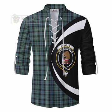 Melville Tartan Ghillie Kilt Shirt with Family Crest Circle Style - Tartan Vibes Clothing