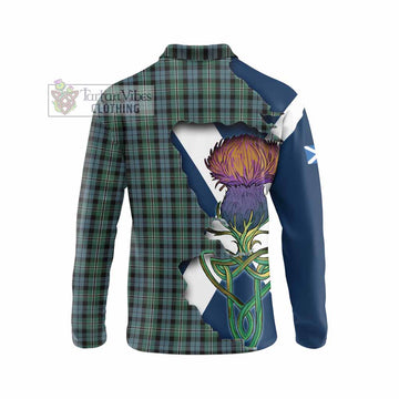 Melville Tartan Family Crest Long Sleeve Polo Shirt Scottish Thistle Celtic Inspired - Tartan Vibes Clothing