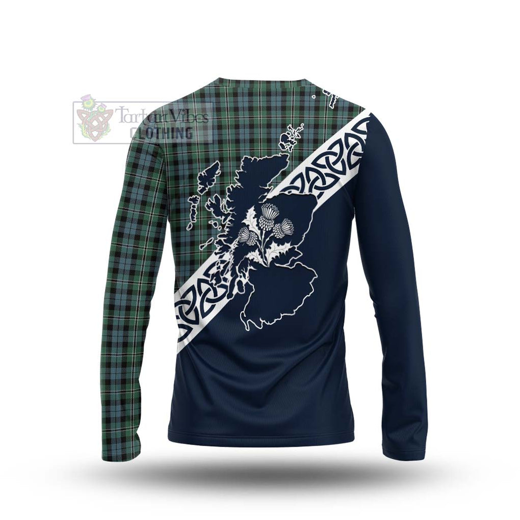 Melville Tartan Long Sleeve T-Shirt Featuring Thistle and Scotland Map - Tartan Vibes Clothing