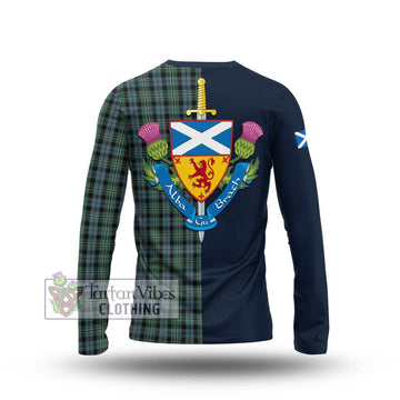 Melville Tartan Long Sleeve T-Shirt Alba with Scottish Lion Royal Arm Half Style - Tartan Vibes Clothing