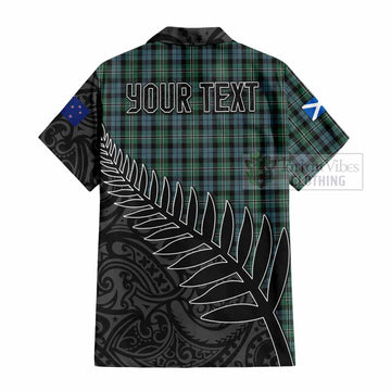Melville Crest Tartan Hawaiian Shirt with New Zealand Silver Fern Half Style - Tartan Vibes Clothing
