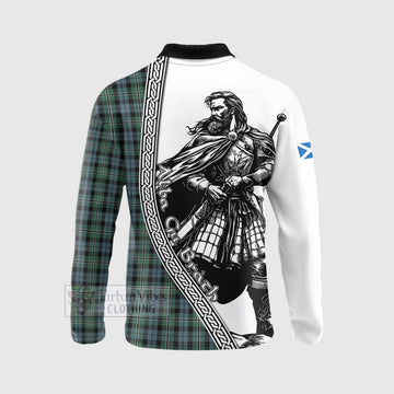 Melville Tartan Clan Crest Long Sleeve Polo Shirt with Highlander Warrior Celtic Style - Tartan Vibes Clothing