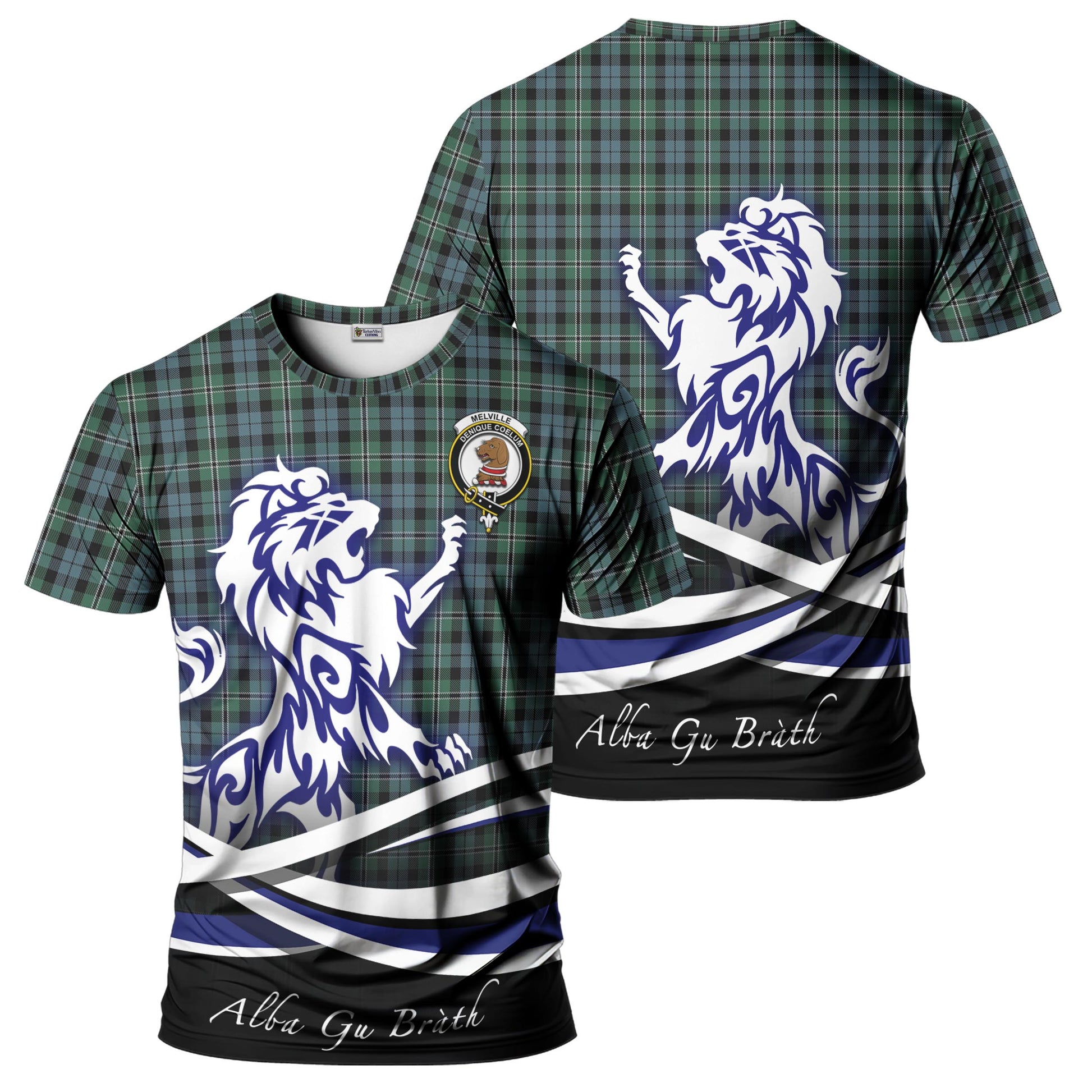 Melville Tartan T-Shirt with Alba Gu Brath Regal Lion Emblem - Tartan Vibes Clothing