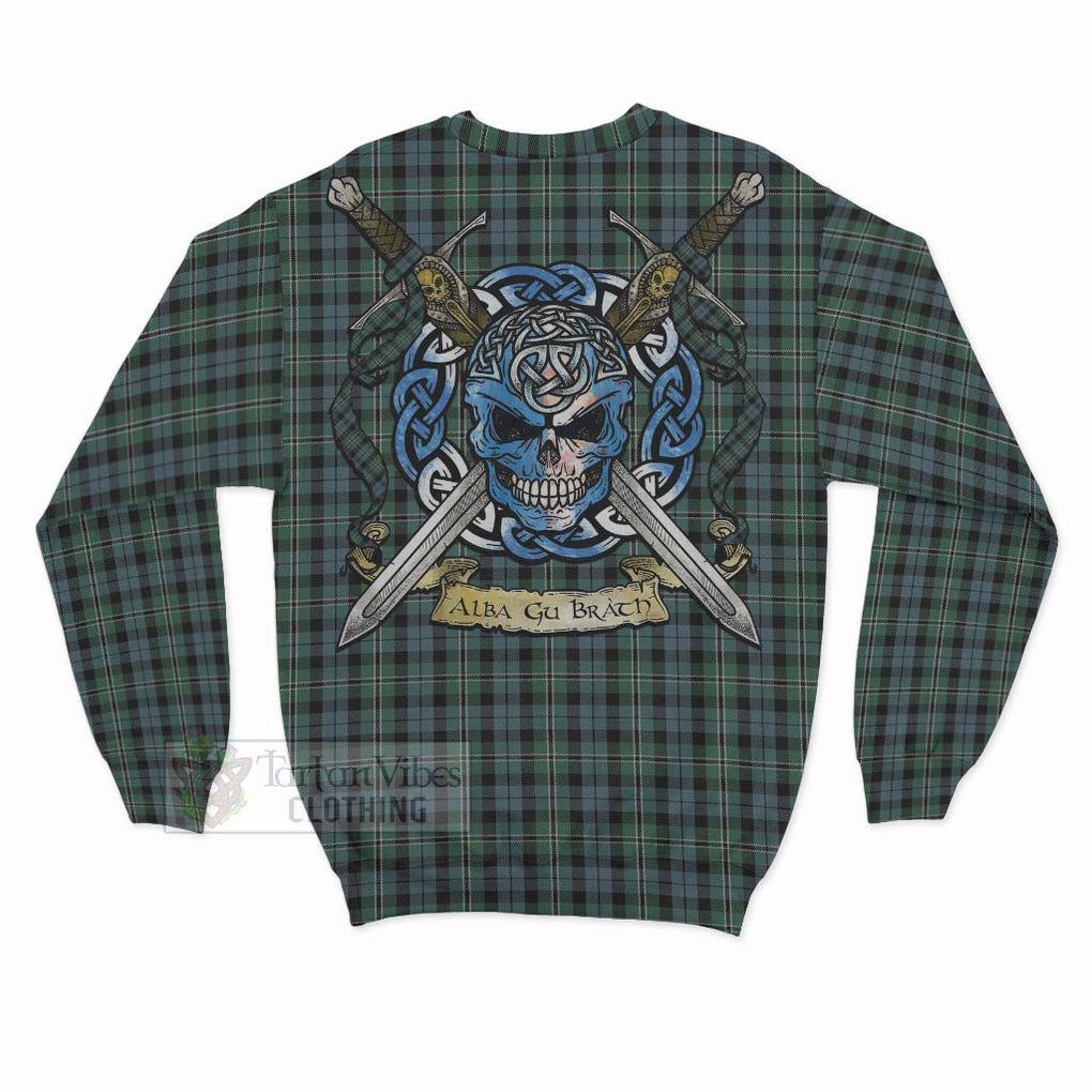 Melville Tartan Sweatshirt with Family Crest Celtic Skull Style - Tartan Vibes Clothing
