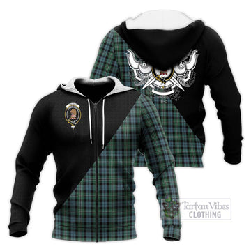 Melville Tartan Knitted Hoodie with Family Crest and Military Logo Style Unisex Knitted Zip Hoodie - Tartan Vibes Clothing